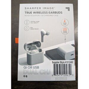 Sharper Image True Wireless Earbuds Noise Isolation & Qi Charging Case